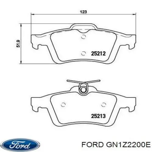 GN1Z2200E Ford колодки тормозные задние дисковые