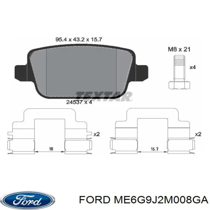 Задние тормозные колодки ME6G9J2M008GA Ford