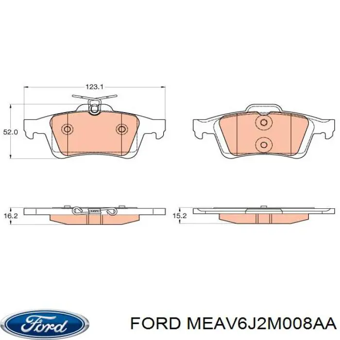 Задние тормозные колодки MEAV6J2M008AA Ford