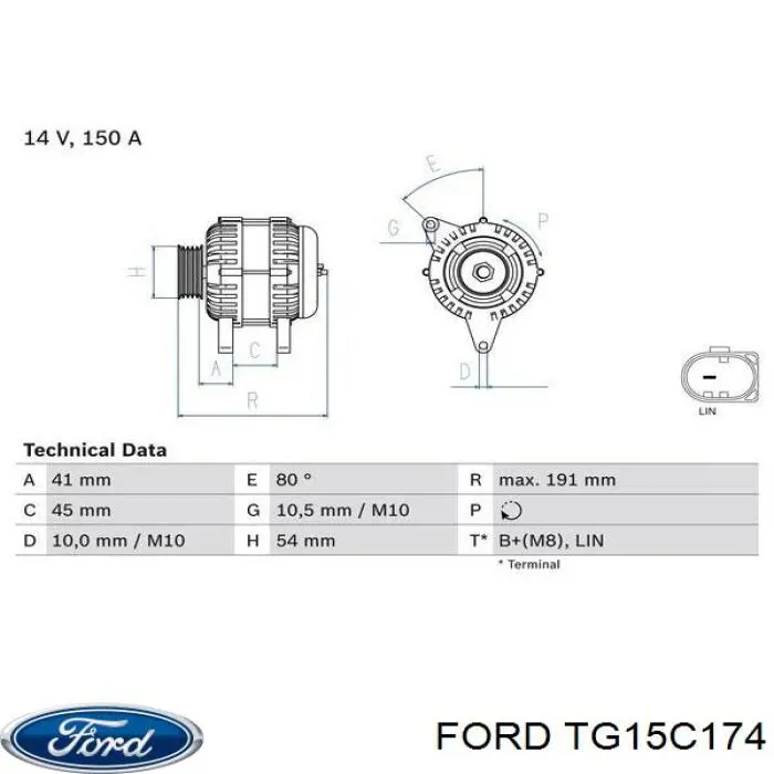 Автомобильный генератор Ford TG15C174 цена, от 80.96 USD