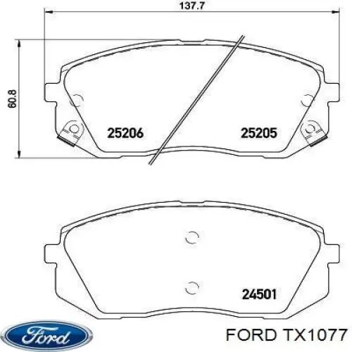 Левая полуось TX1077 Ford