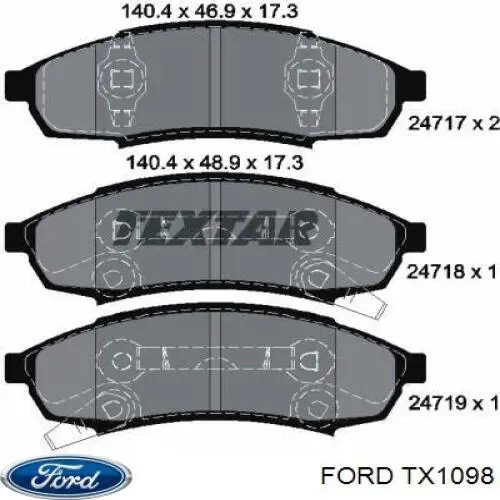 TX1098 Ford Полуось передняя, правая