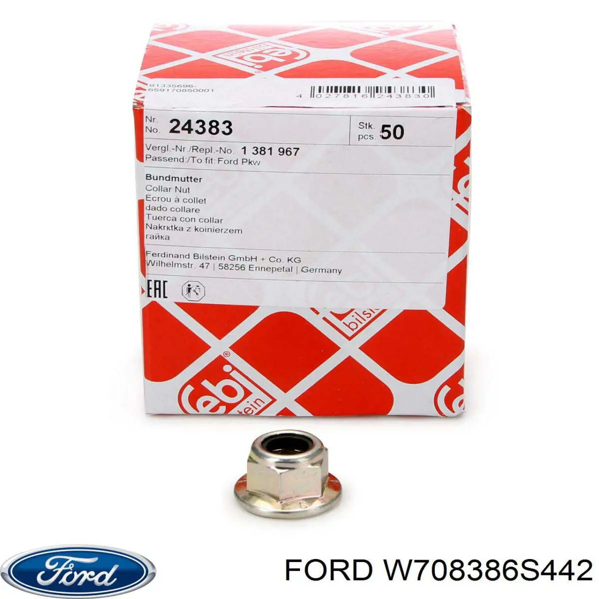 W708386S442 Ford Болт крепления заднего верхнего рычага, внутренний