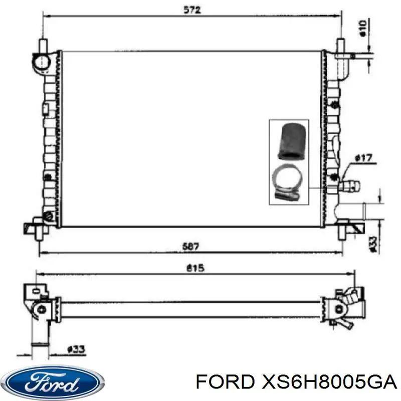 Радиатор XS6H8005GA Ford