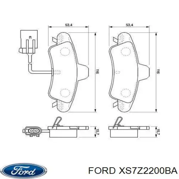 XS7Z2200BA Ford колодки тормозные задние дисковые