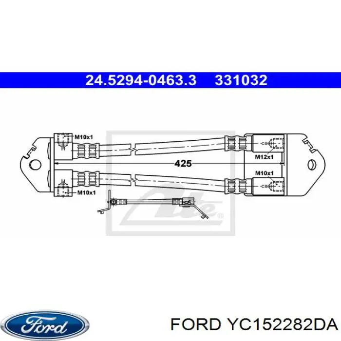 Купить YC152282DA Ford Задний тормозной шланг