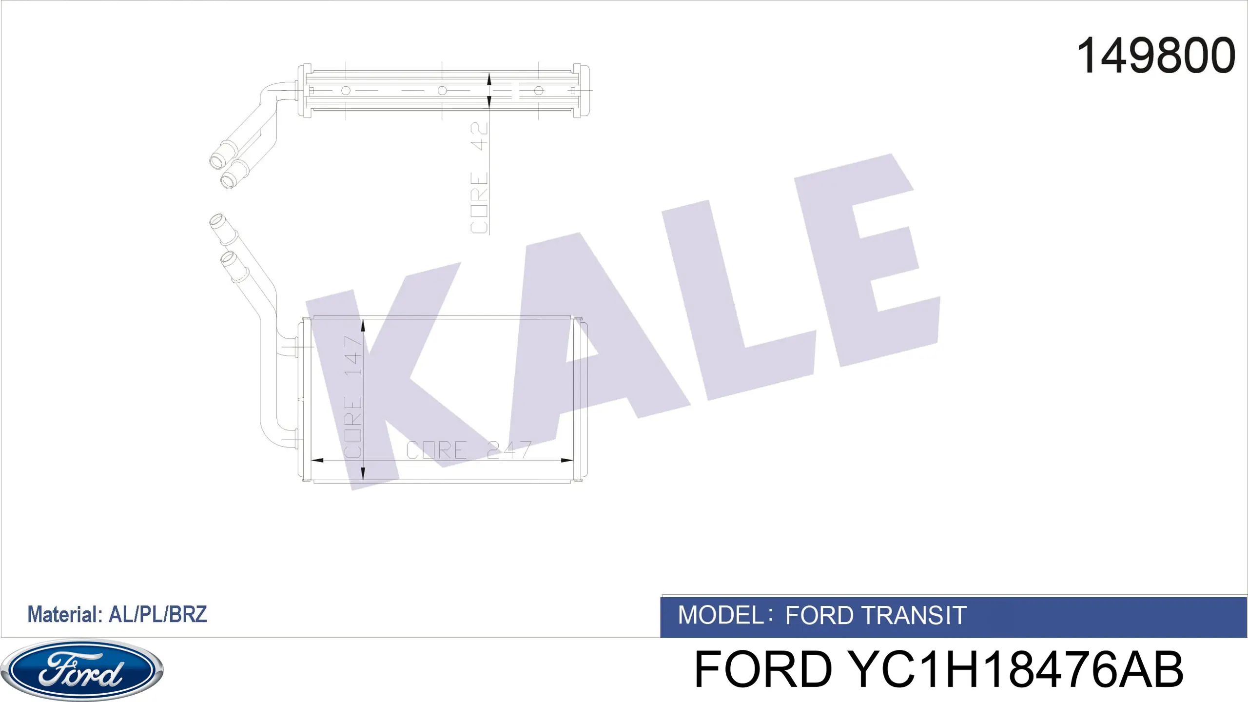 Купить YC1H18476AB Ford Радиатор печки (отопителя) задний