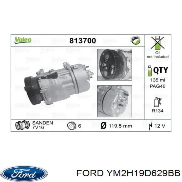 Компрессор системы кондиционирования Ford YM2H19D629BB цена, от 118.51 USD