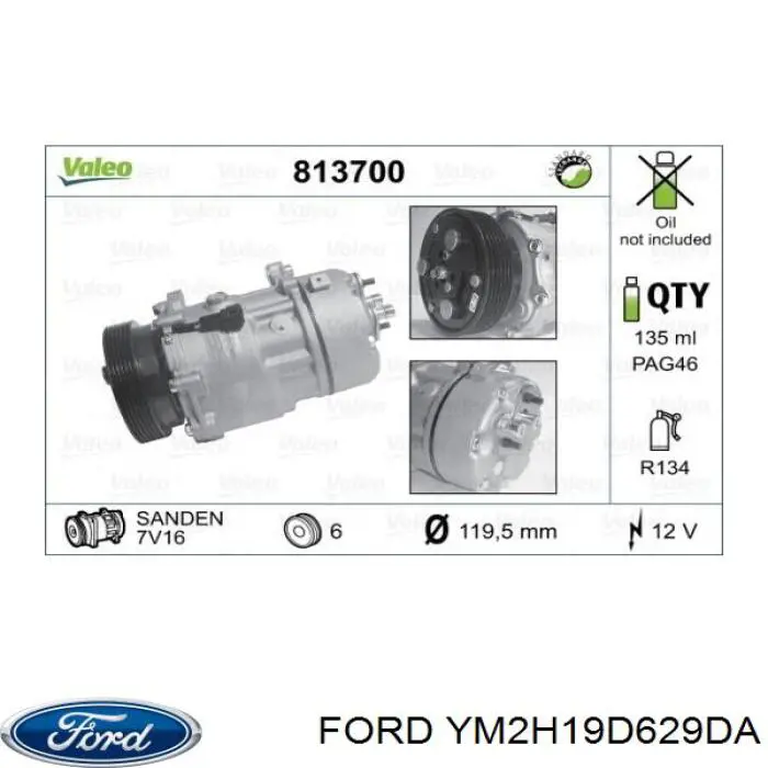 YM2H19D629DA Ford Компрессор хладагента