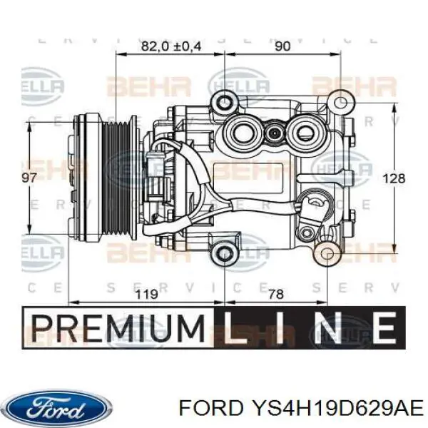 Компрессор системы кондиционирования Ford YS4H19D629AE цена, от 88.37 USD