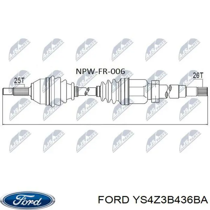 Правая полуось YS4Z3B436BA Ford