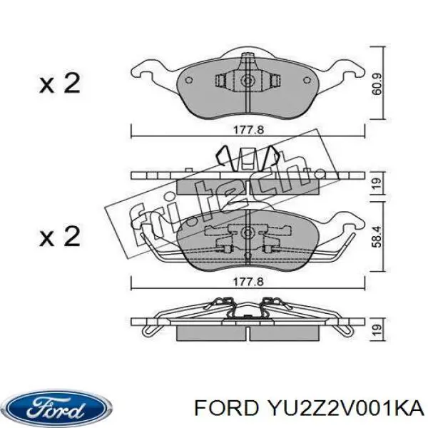 Передние тормозные колодки YU2Z2V001KA Ford