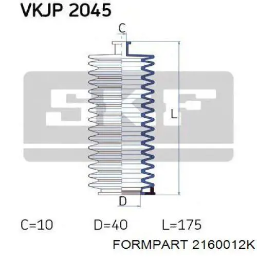 Пыльник рулевого механизма (рейки) правый Formpart/Otoform 2160012K
