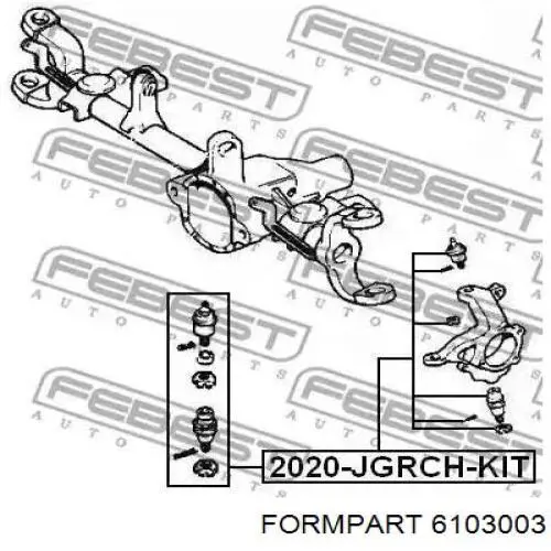 Верхняя шаровая опора задней подвески 6103003 Formpart/Otoform