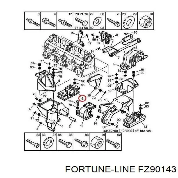 Опора двигателя Kautek FIEM023