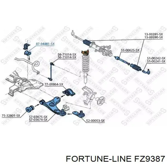 Втулка стабилизатора переднего FZ9387 Fortune Line
