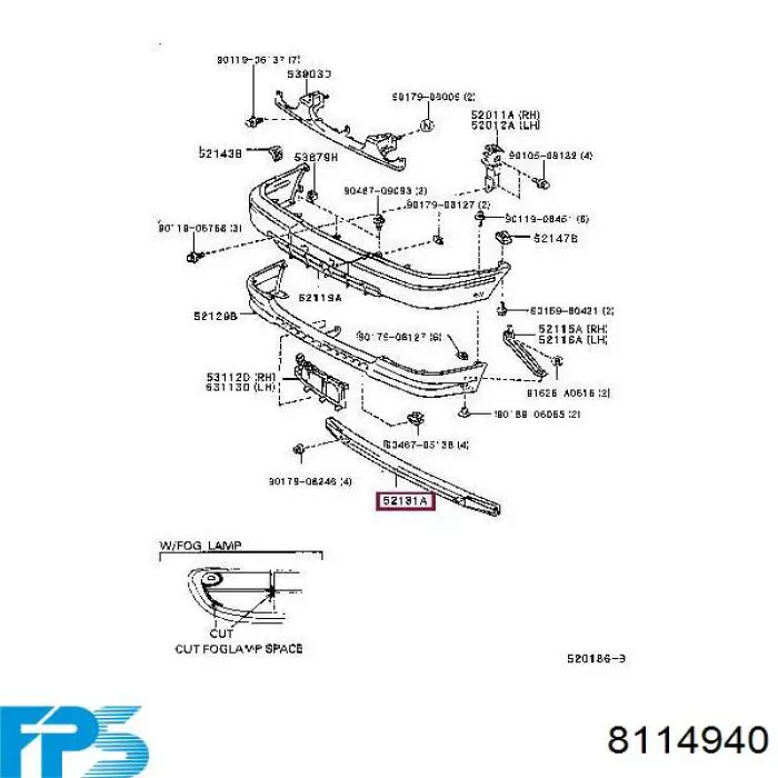 Балка бампера переднего на Toyota Corolla  E11