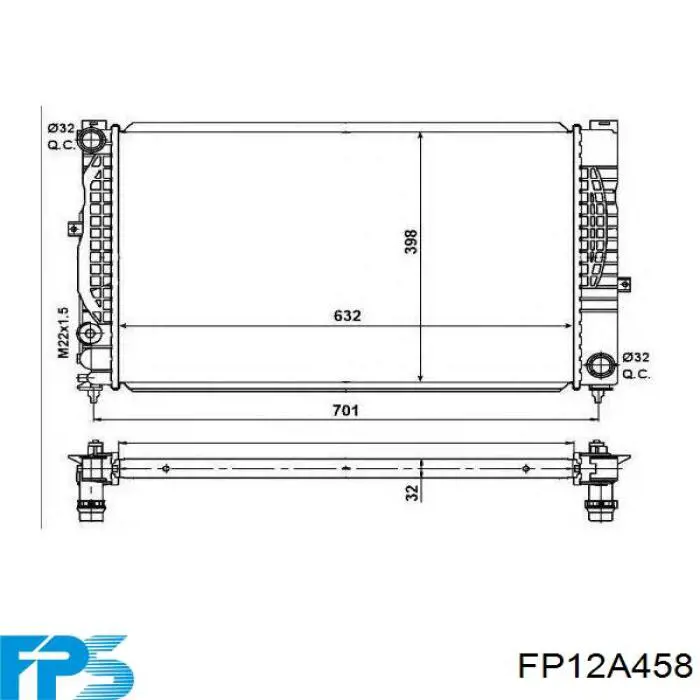 Радиатор охлаждения двигателя FPS FP12A458 цена, от 54.82 USD