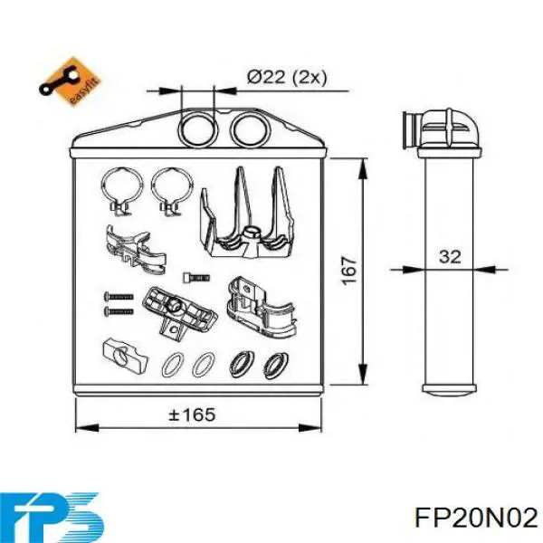 Радиатор печки (отопителя) FPS FP20N02 цена, от 19.00 USD