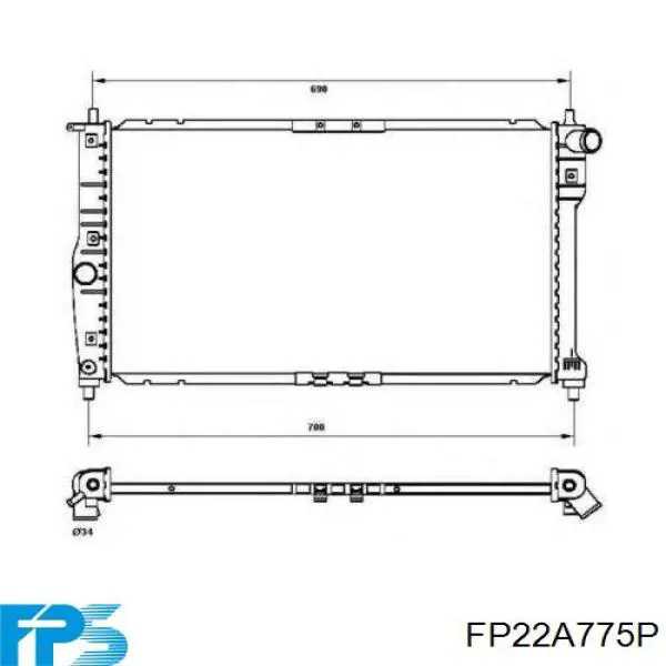 FP22A775P FPS radiador de esfriamento de motor