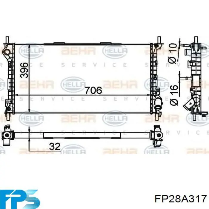 FP28A317 FPS radiador de esfriamento de motor