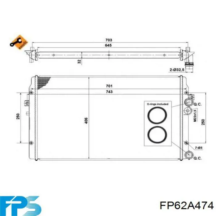 FP62A474 FPS radiador de esfriamento de motor