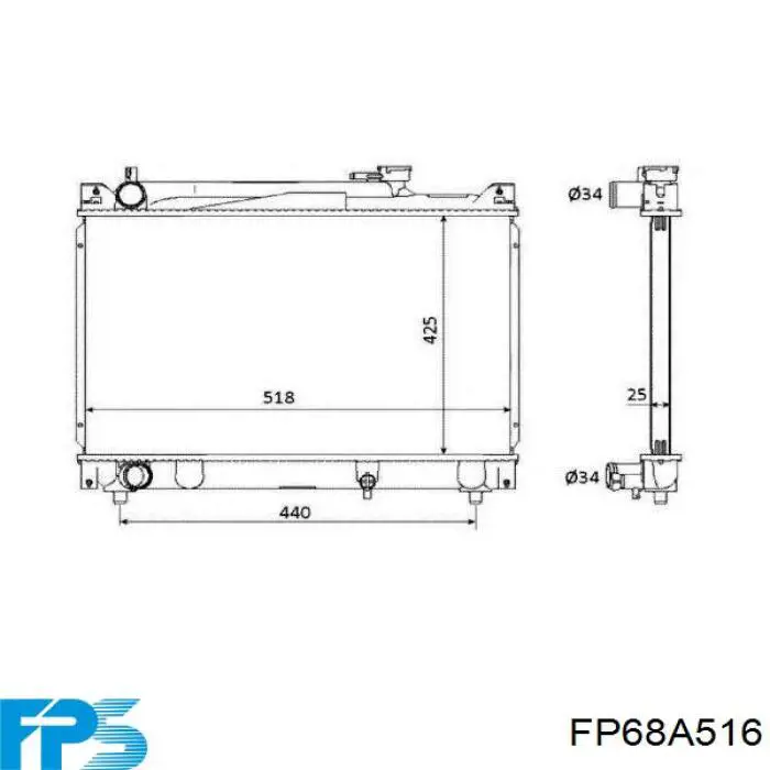 FP68A516 FPS radiador de esfriamento de motor