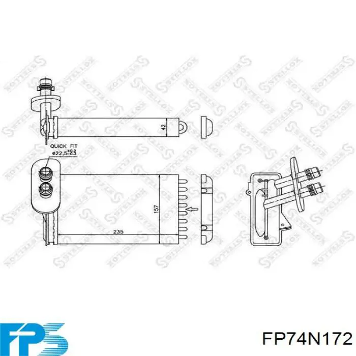FP74N172 FPS Радиатор отопителя салона