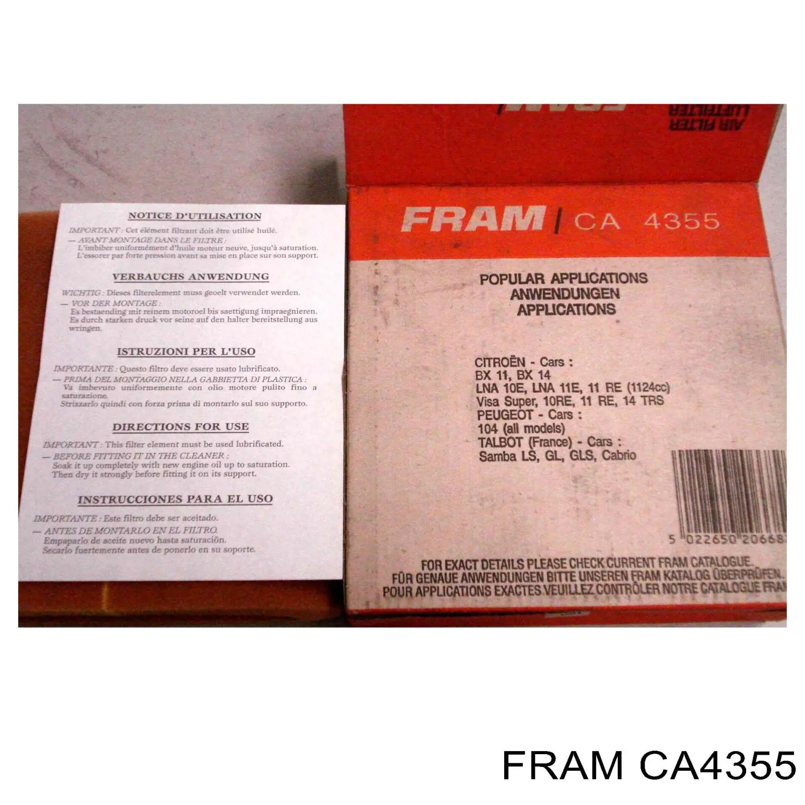 CA4355 Fram Воздушный фильтр двигателя