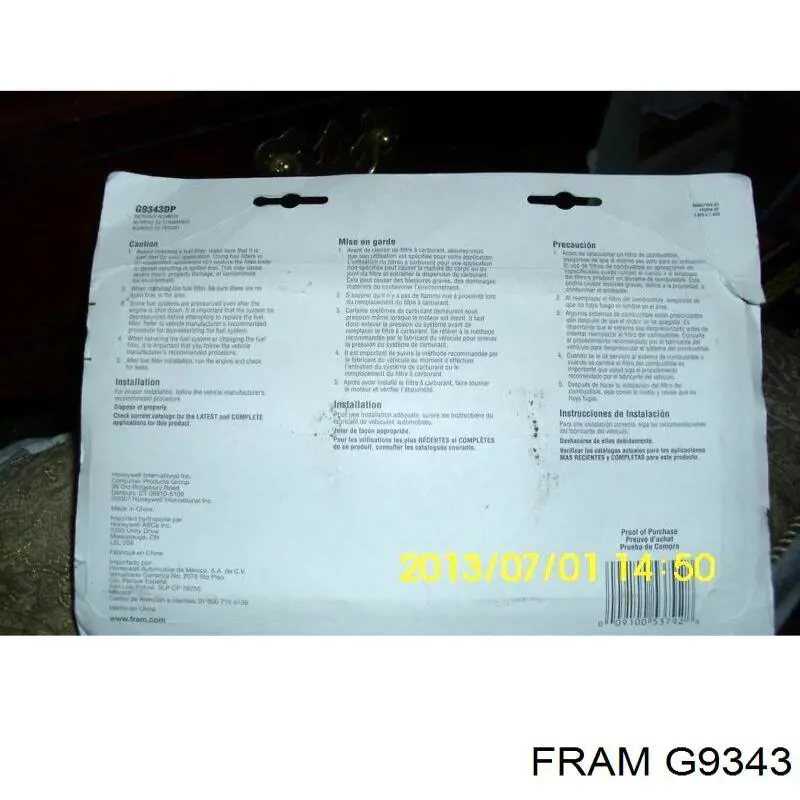 Купить G9343 Fram Фильтр-отстойник топлива грубой очистки