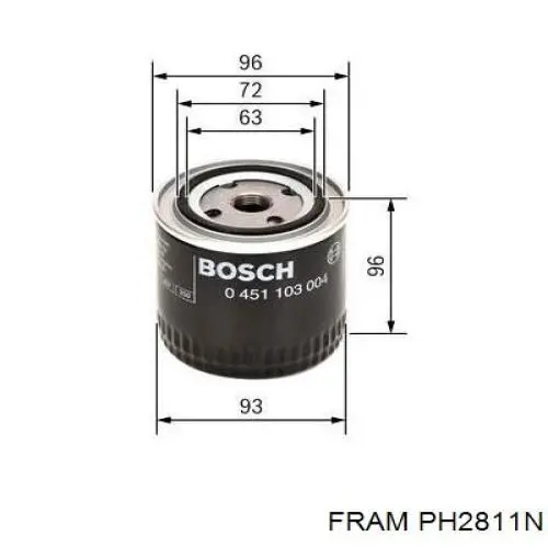 PH2811N Fram Масляный фильтр двигателя