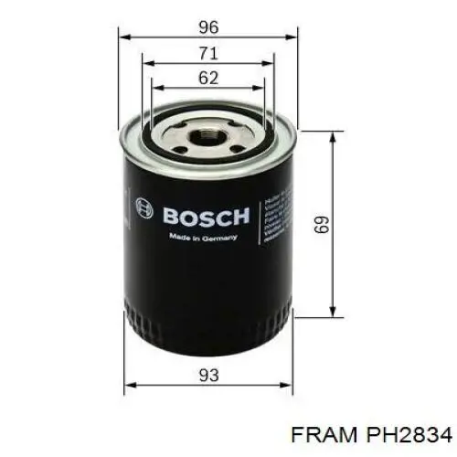 PH2834 Fram Масляный фильтр двигателя