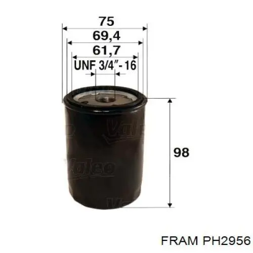 PH2956 Fram Масляный фильтр двигателя