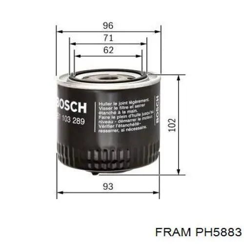 Фильтр очистки масла центробежный Fram PH5883 цена, от 7.05 USD