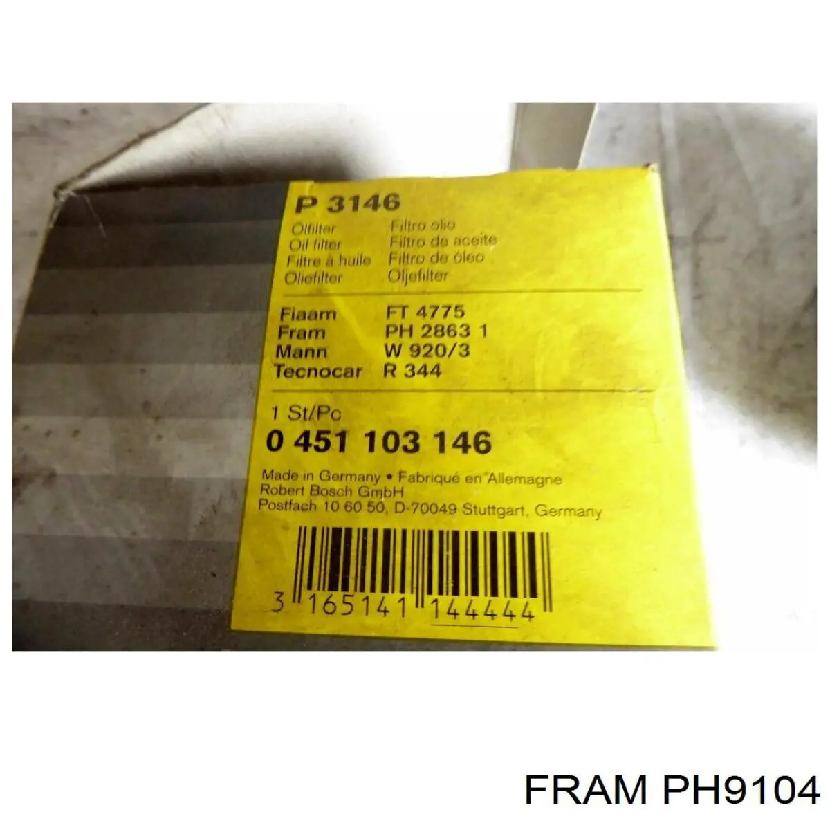 Фильтр очистки масла центробежный Fram PH9104 цена, от 4.65 USD
