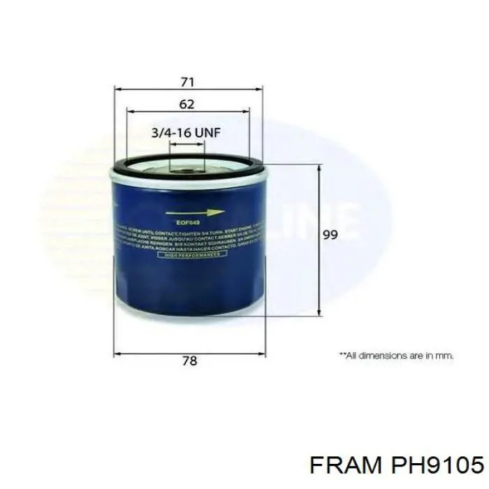 PH9105 Fram Масляный фильтр двигателя