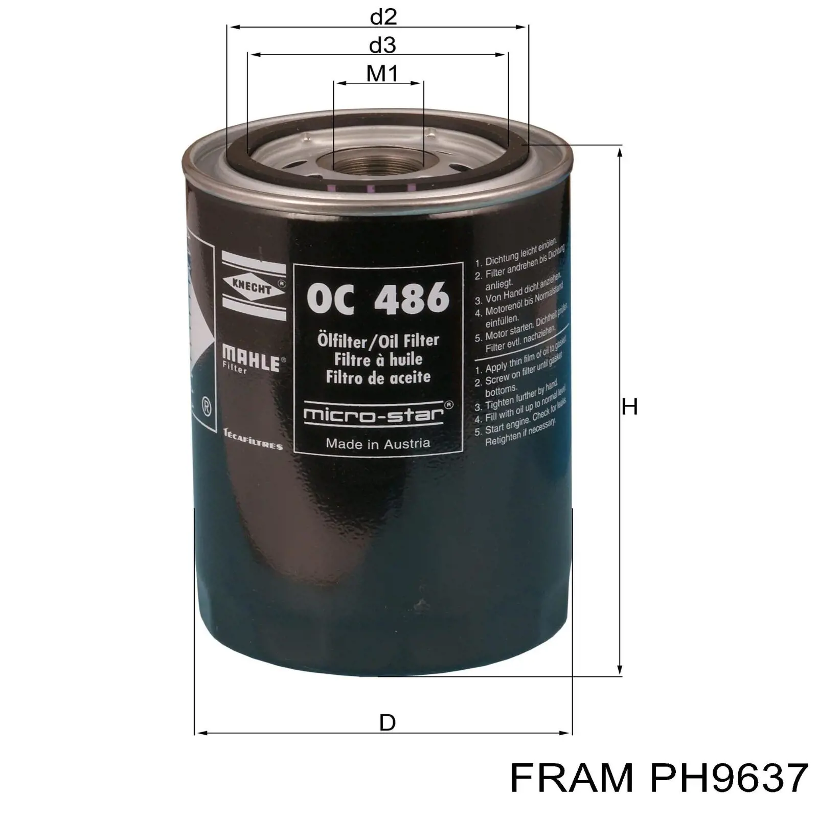 Фильтр очистки масла центробежный Fram PH9637 цена, от 5.69 USD