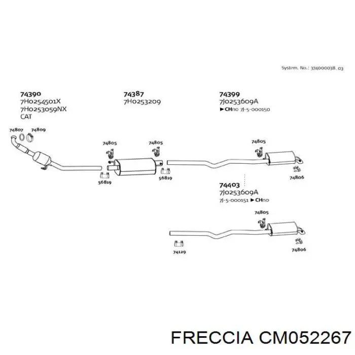 CM052267 Freccia árvore distribuidora de motor de escape