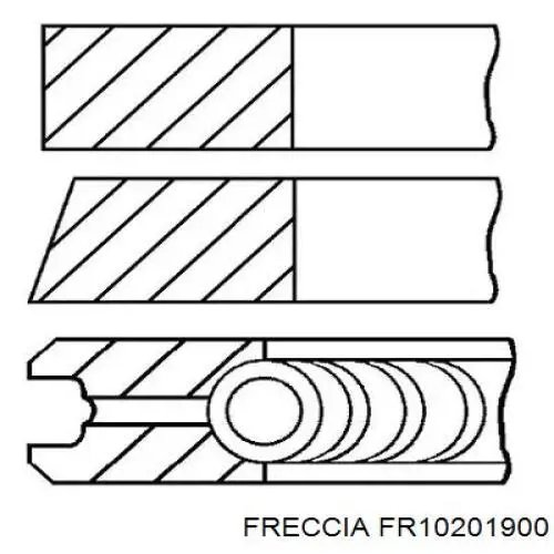 Комплект поршневых колец на 1 цилиндр, стандарт FR10201900 Freccia
