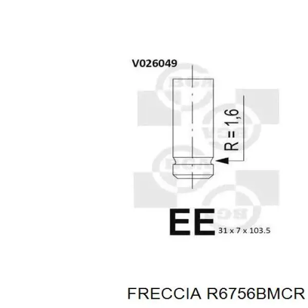 Клапан випускний R6756BMCR Freccia