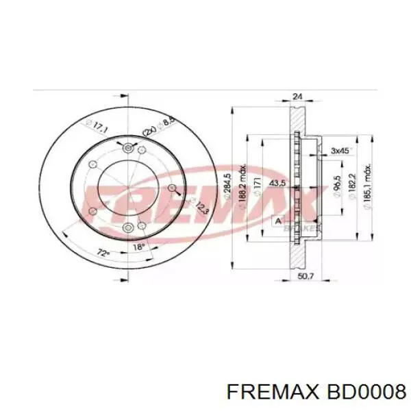 Передние тормозные диски BD0008 Fremax