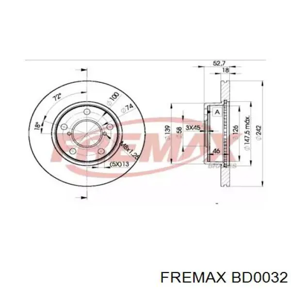 Передние тормозные диски BD0032 Fremax