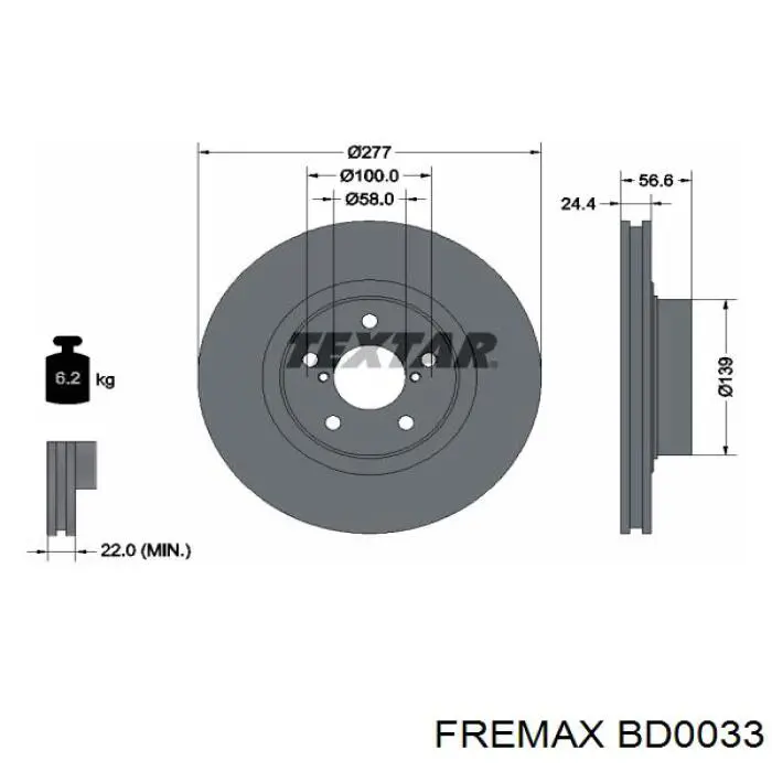 Передний тормозной диск Fremax BD0033