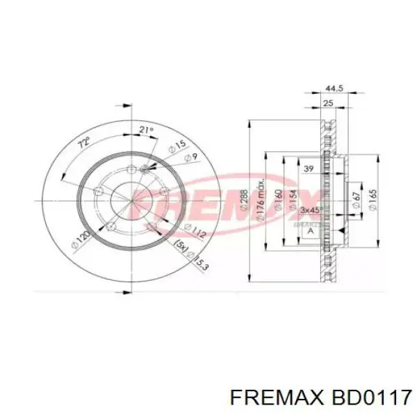BD0117 Fremax диск тормозной передний