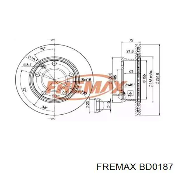BD0187 Fremax диск тормозной передний