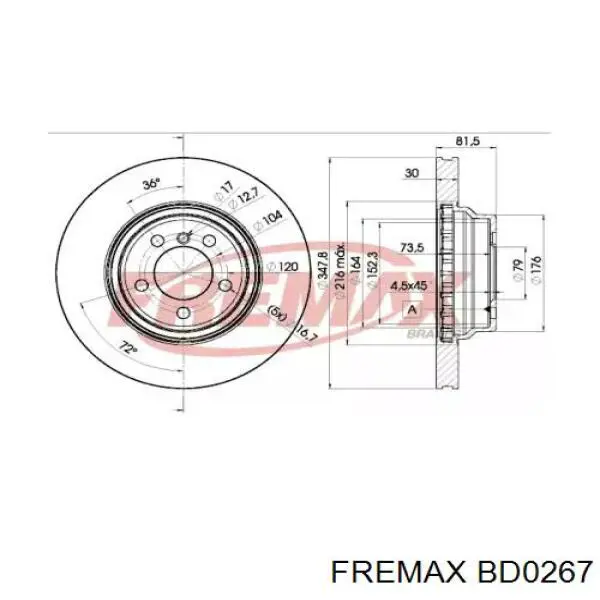 Тормоз дисковый передний Fremax BD0267 цена, от 68.91 USD