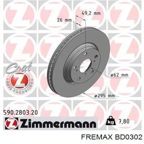 Купить BD0302 Fremax Ротор тормозной
