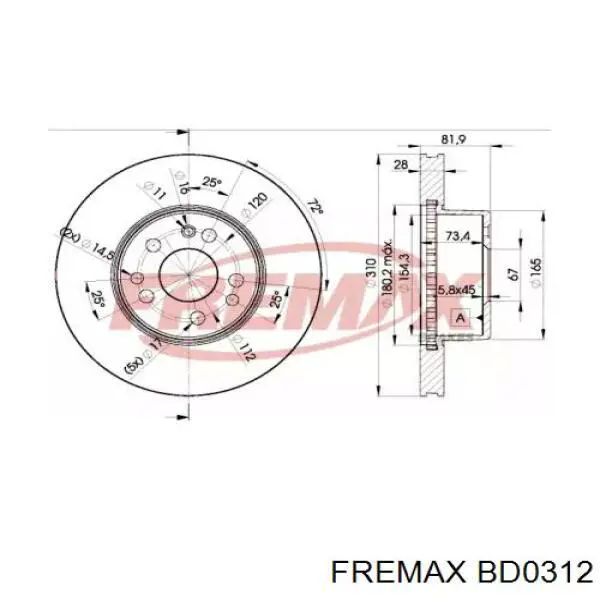 Передние тормозные диски BD0312 Fremax