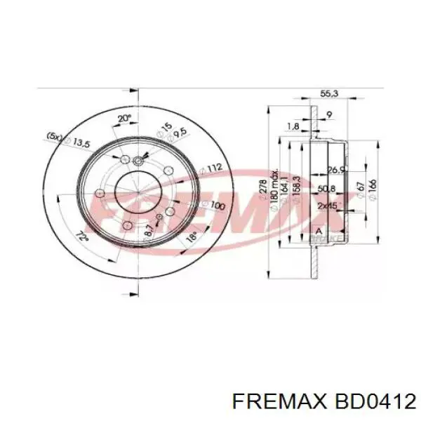 Тормозные диски BD0412 Fremax