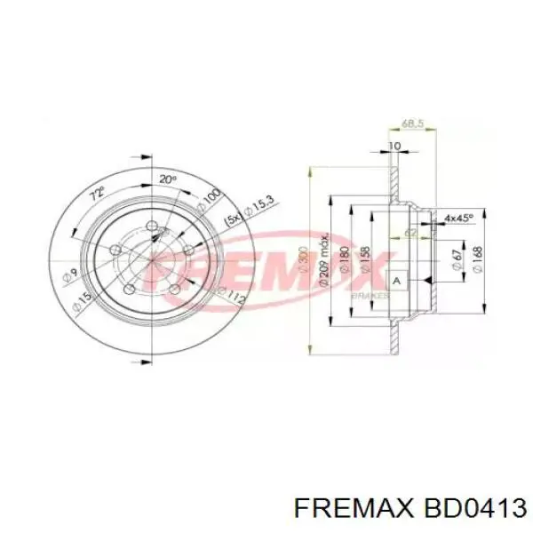 BD0413 Fremax диск тормозной задний